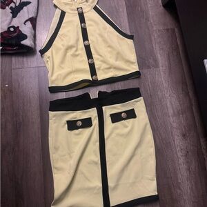 Fashion Nova Yellow and Black Skirt Set